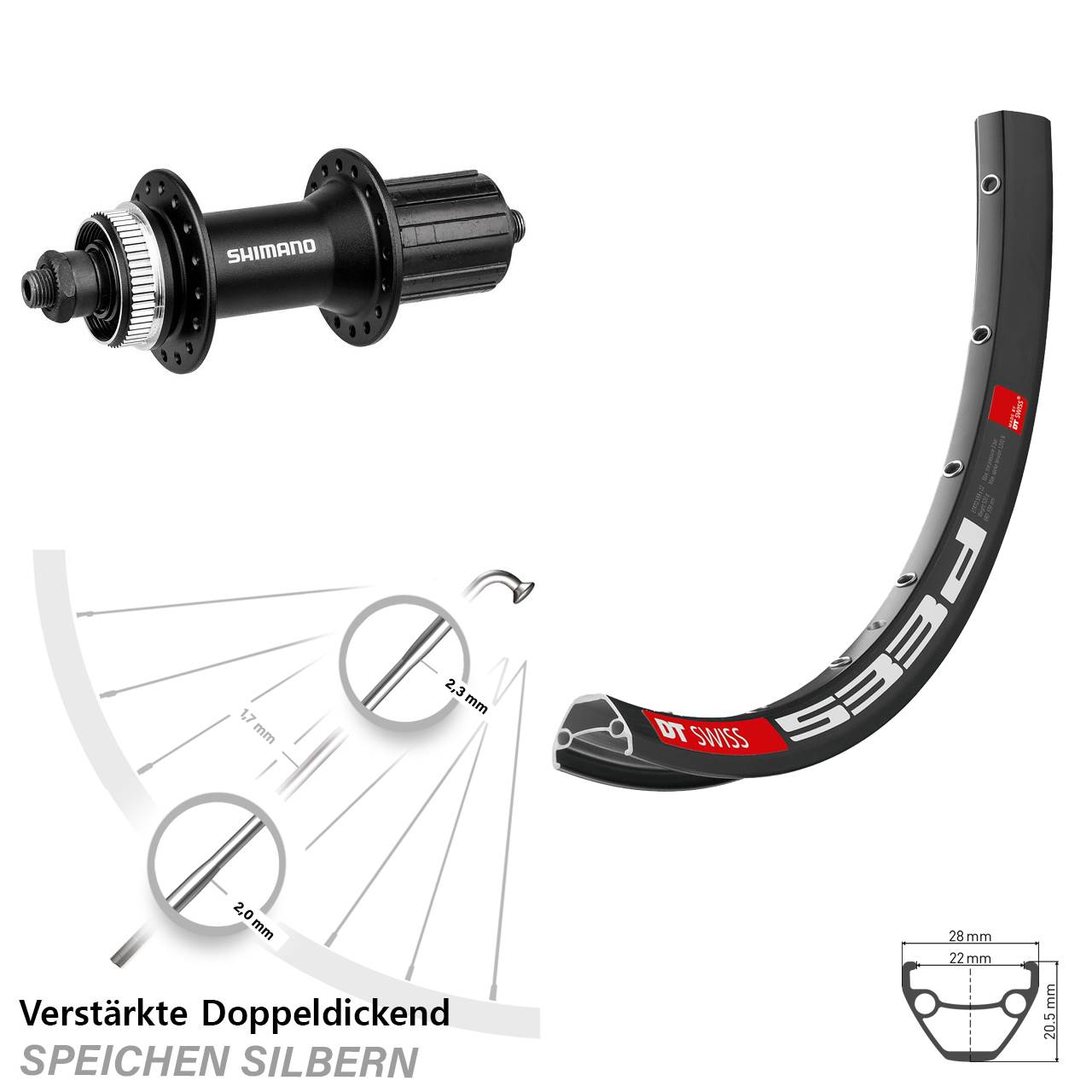 DT Swiss 533 D Shimano FH-M4050 26 Zoll Disc Laufrad QR 8-11 fach
