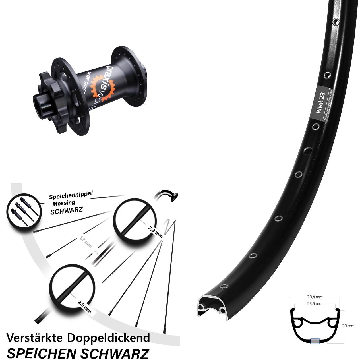 Ryde Rival 23 DT Swiss 350 650B Disc Vorderrad 15x100