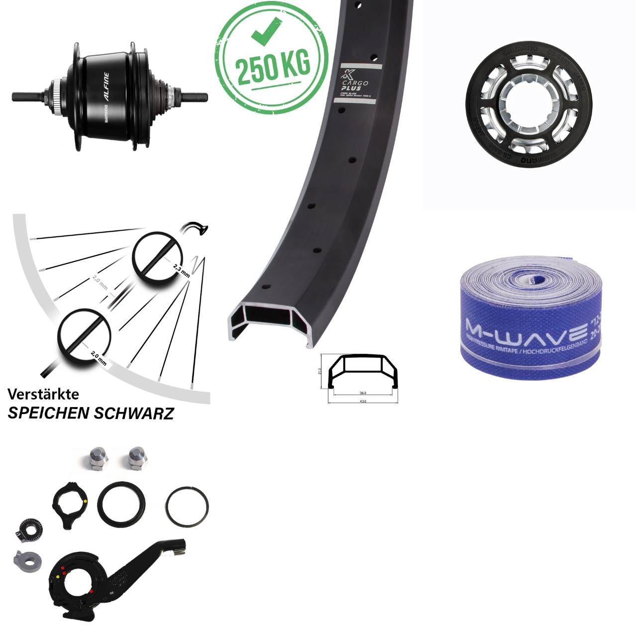 KX Cargo Plus 20 Zoll Hinterrad Shimano Alfine 8-Gang schwarz