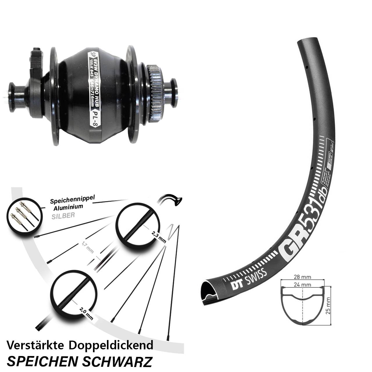 Vorderrad 28-29 Zoll DT Swiss GR 531 Disc Shutter PL-8
