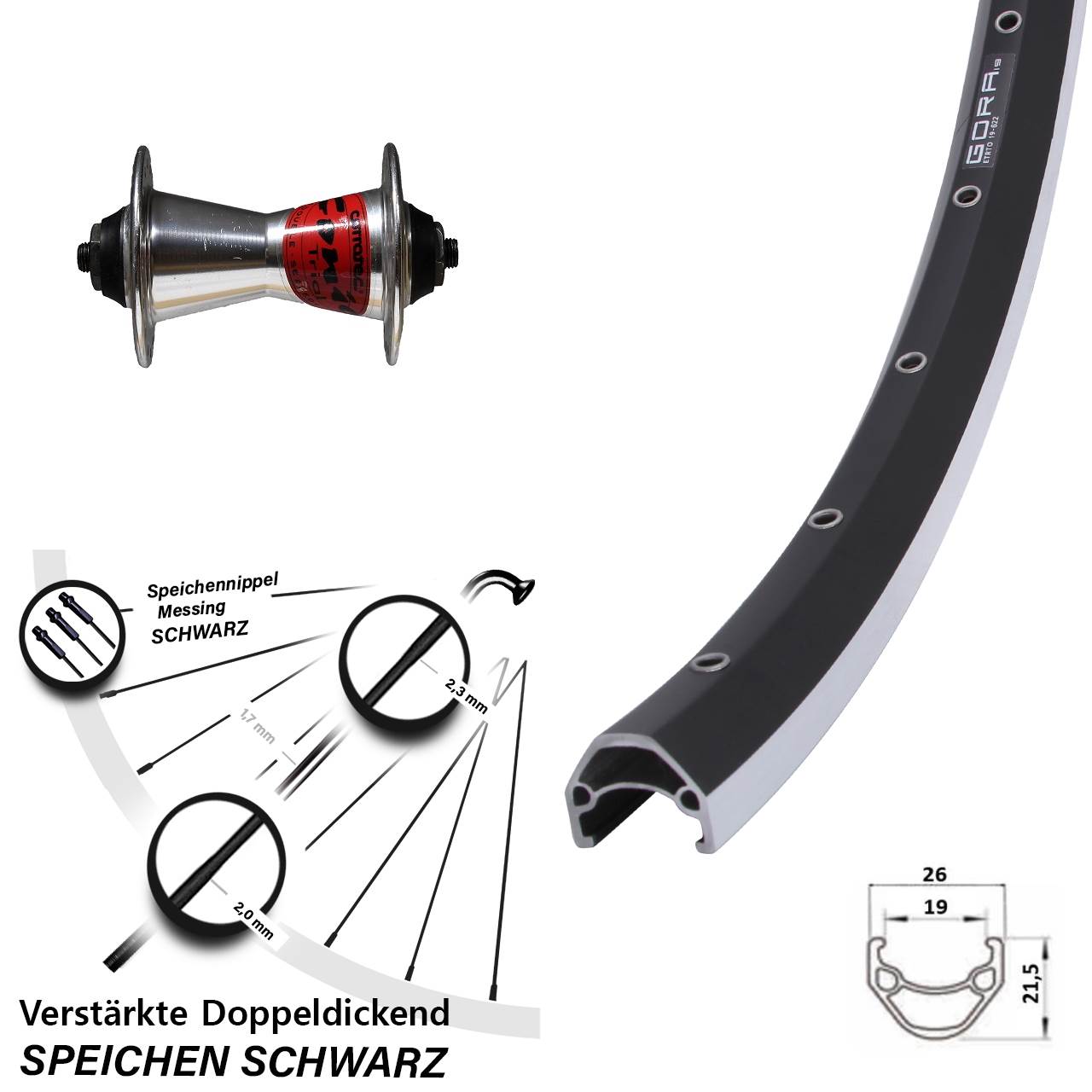 Vorderrad 28 Zoll Gora 19 Formula Conic QR