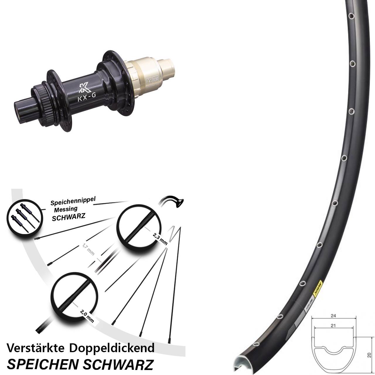 Hinterrad 29 Zoll Mavic XC621 KX-G Centerlock SRAM XDR schwarz 12x142