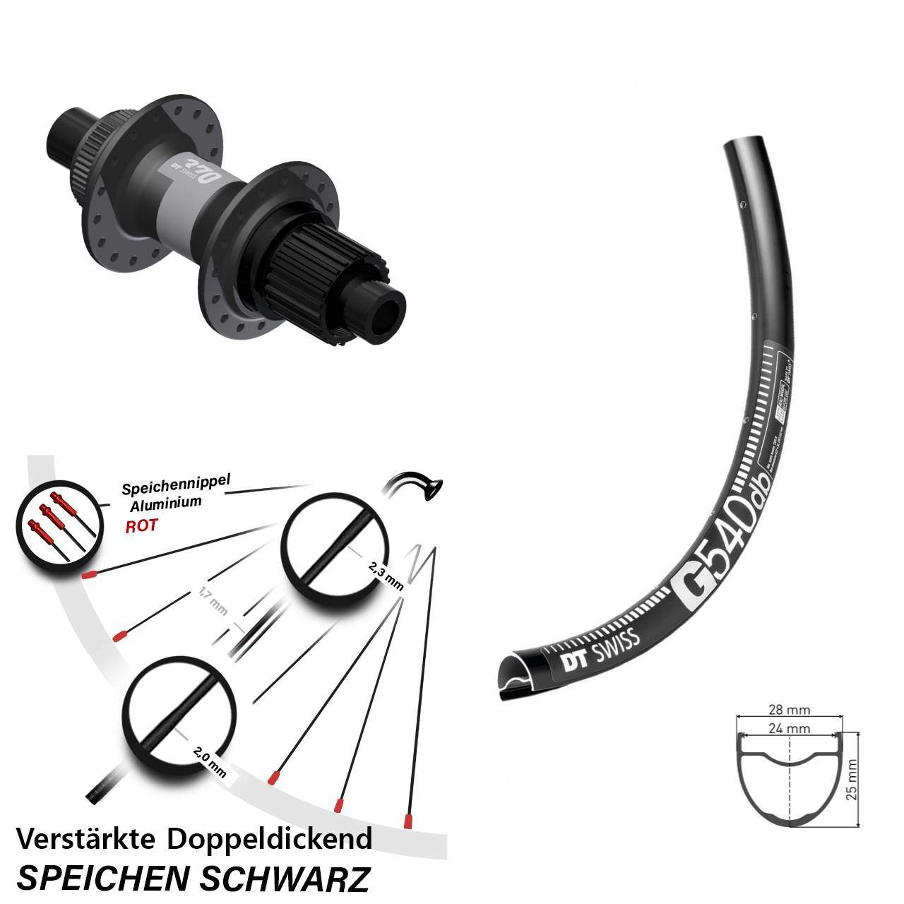Disc Hinterrad 29 Zoll DT Swiss G540 370 Shimano Micro Spline 12x142