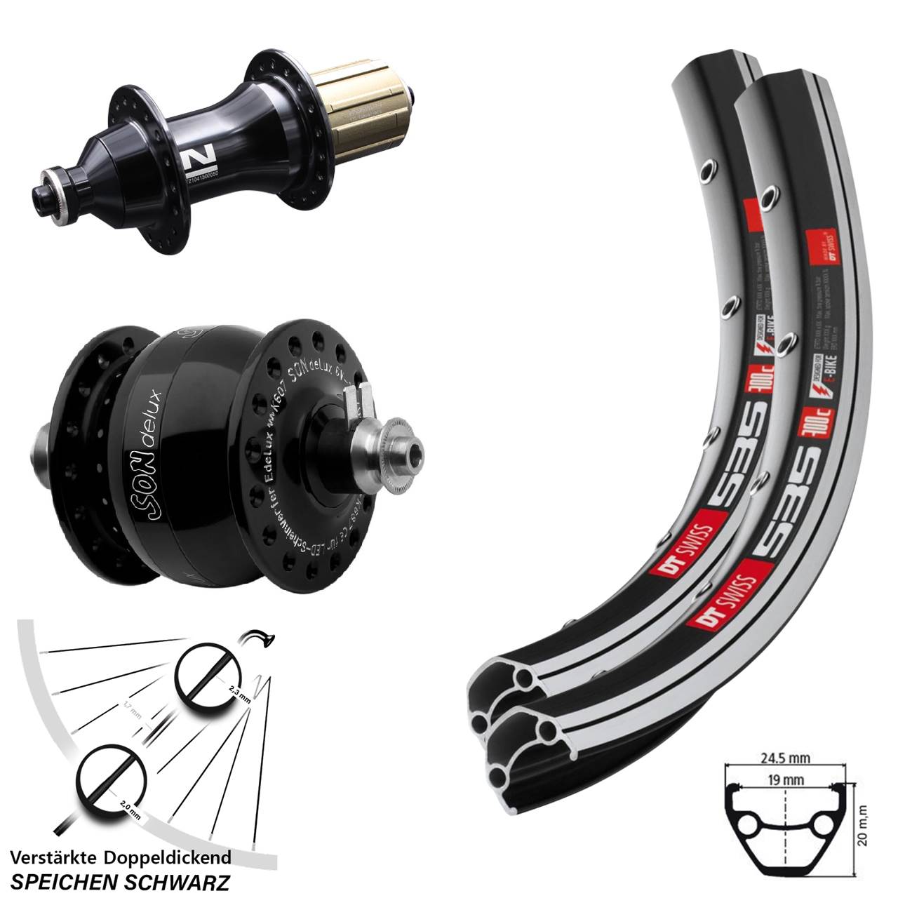 Laufrad-Satz 28 Zoll DT Swiss 535 Novatec F162SB SONdelux 8-12 fach HG QR
