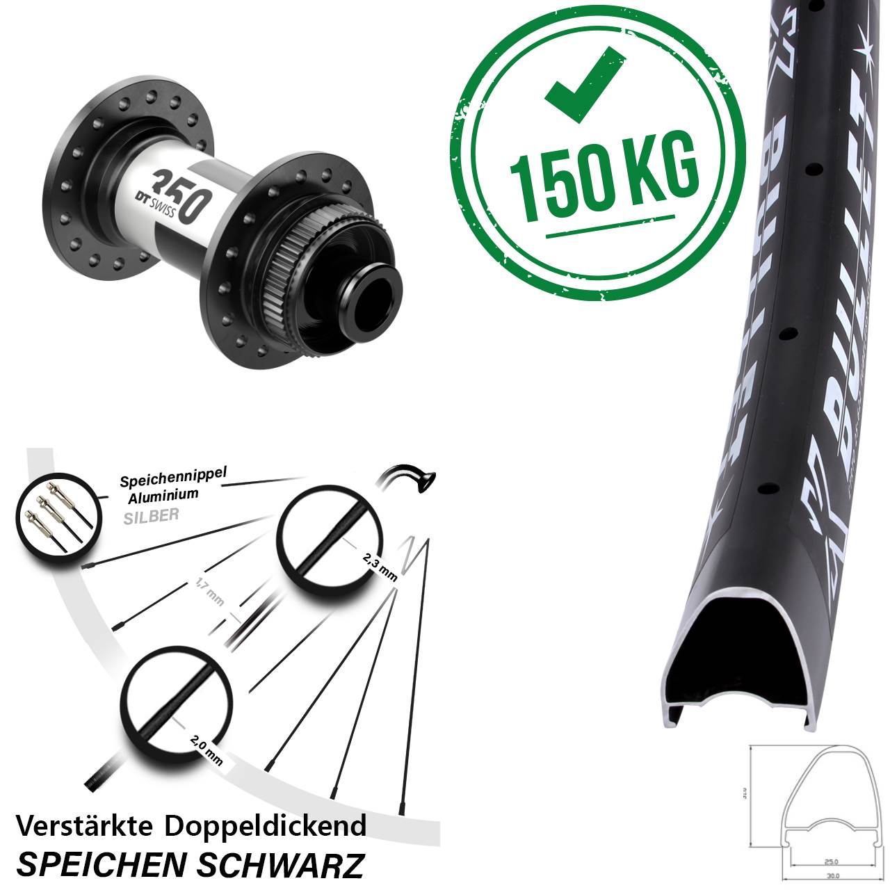 Centerlock Vorderrad 12x100 28 Zoll KX Bullet OS DT Swiss 350