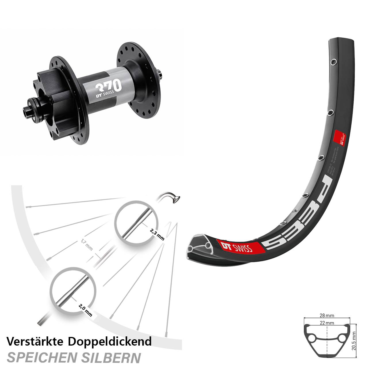 Disc Laufrad 28-29 Zoll DT Swiss 533d-370 für Schnellspanner