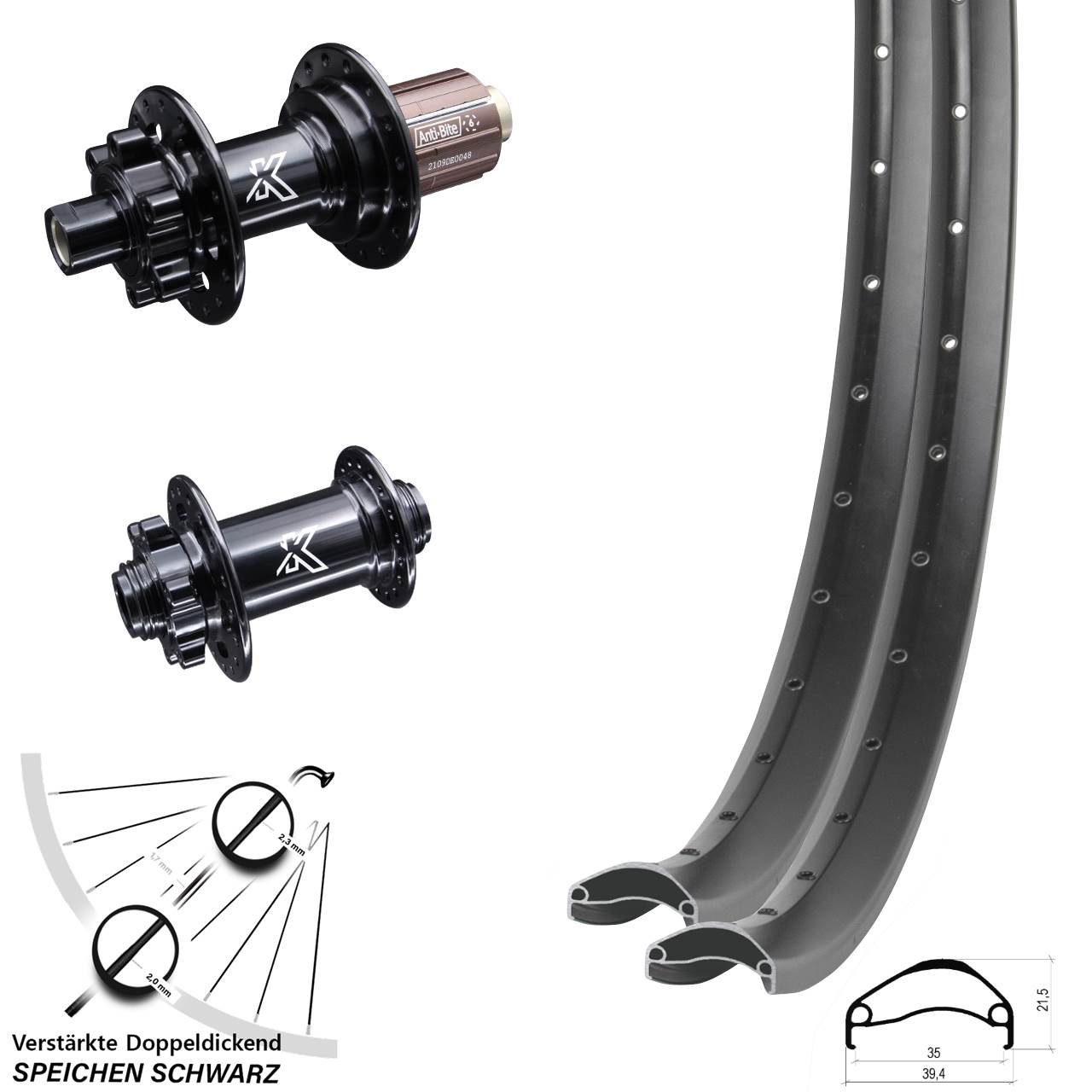 Disc Laufrad-Satz 29 Zoll Ambrosio E35 KX-M 8-12 fach 15x100 12x142