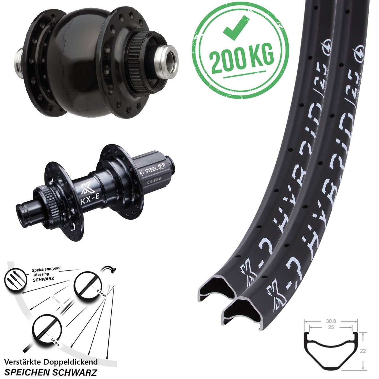 KXR-E Hybrid 25 Laufradsatz 28-29 Zoll SON 28 12x100/142