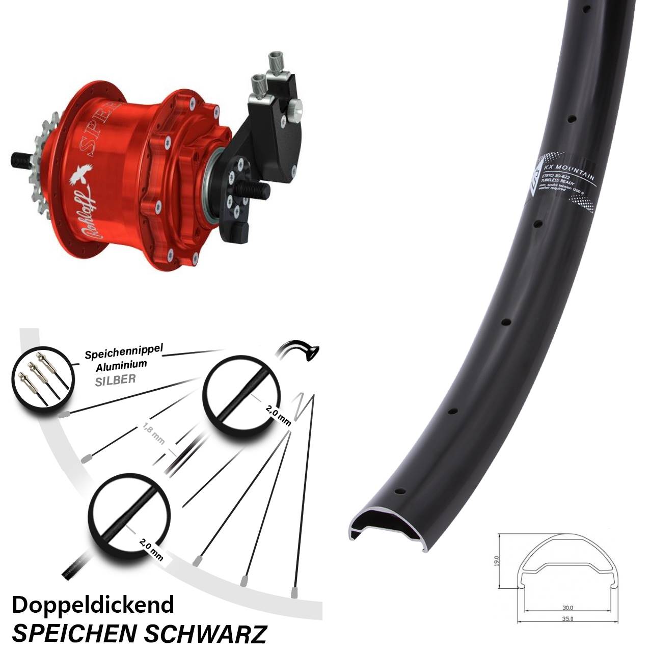 29 Zoll KX Mountain Rohloff Speedhub TS DB OEM rot