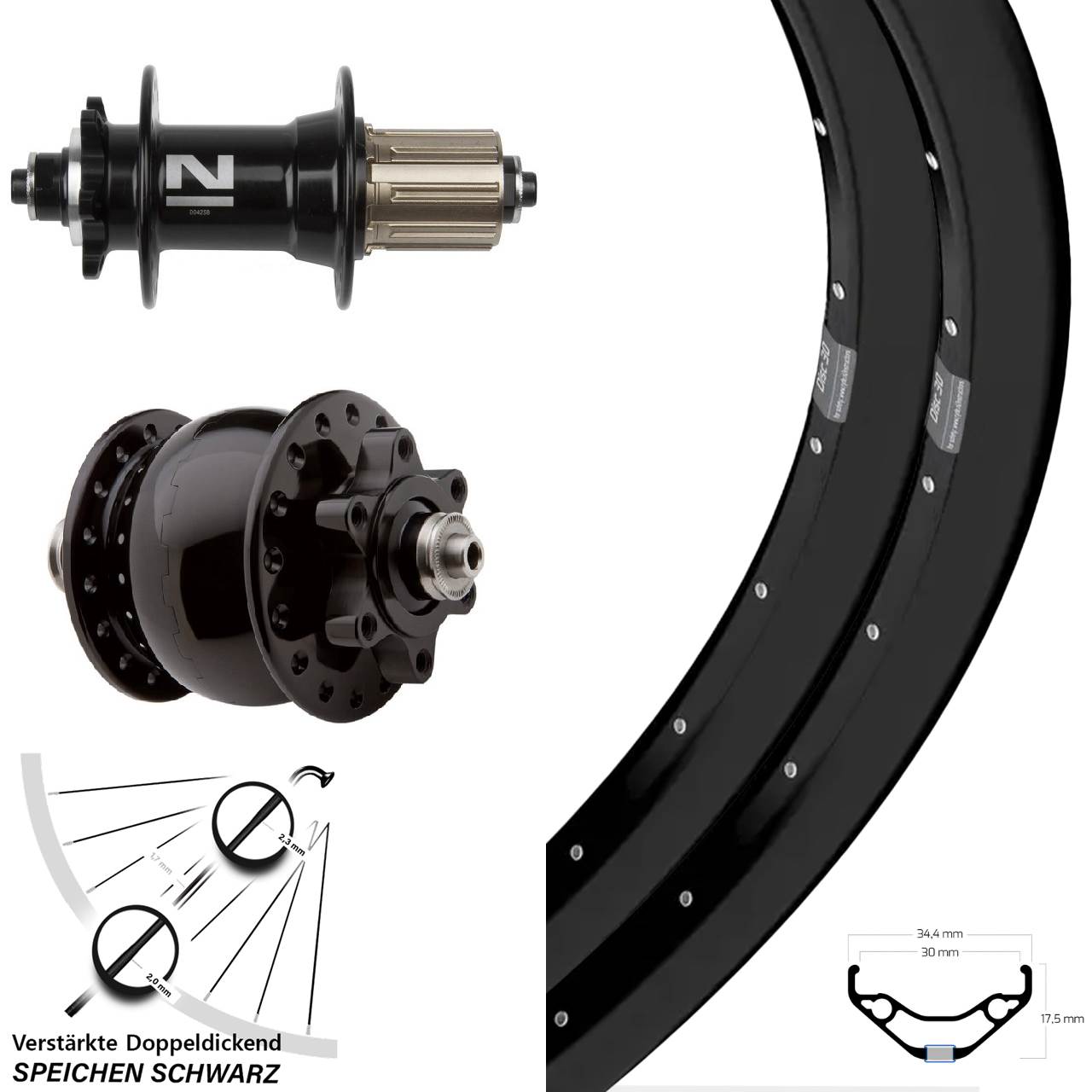 Ryde Disc 30 Novatec D-042SB SON 28 27,5 Zoll Laufradsatz 6-Loch QR 8-11 fach