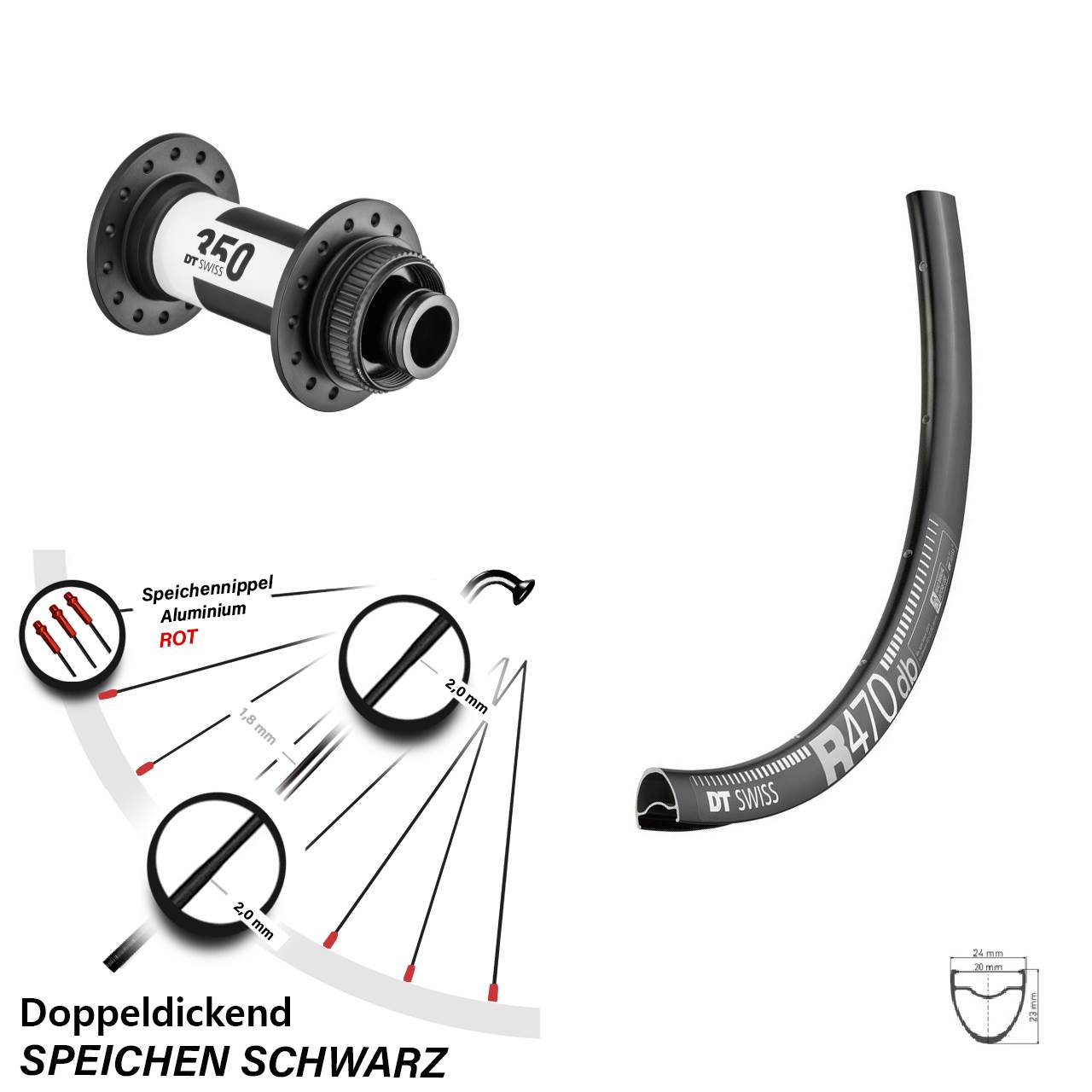 DT Swiss R470-350 Disc Vorderrad 28 Zoll 15x100 mm Road