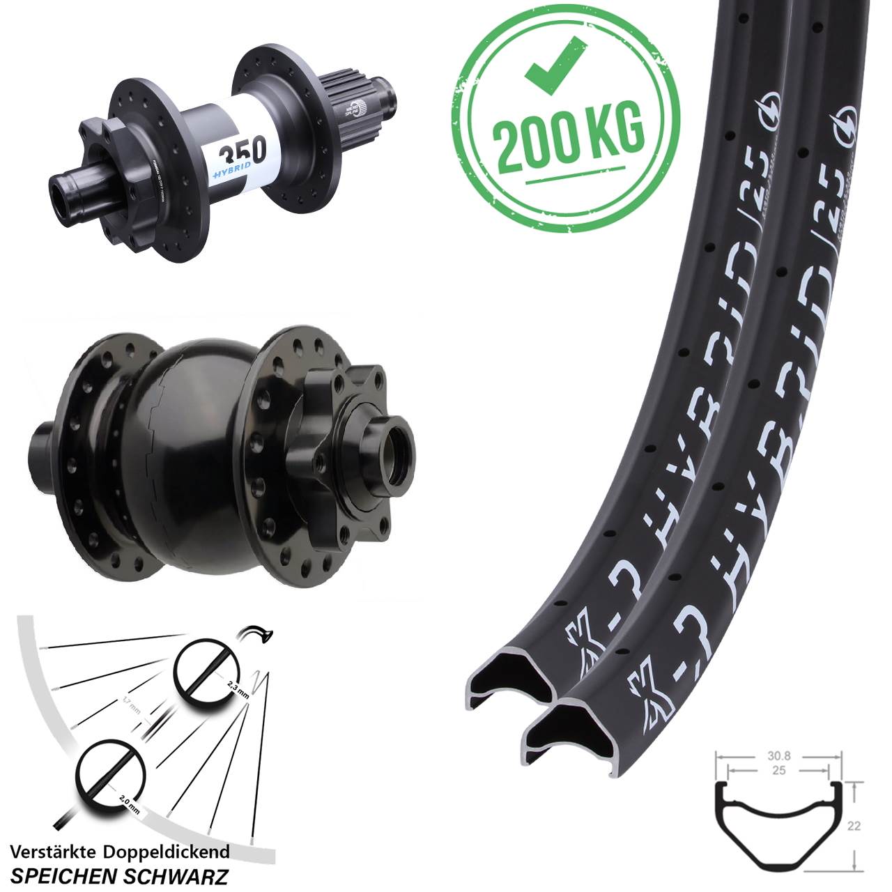 KX-R Hybrid 25 28/29 Zoll 6-Loch 12x148/15x110 DT Swiss 350 SON 28 Micro Spline