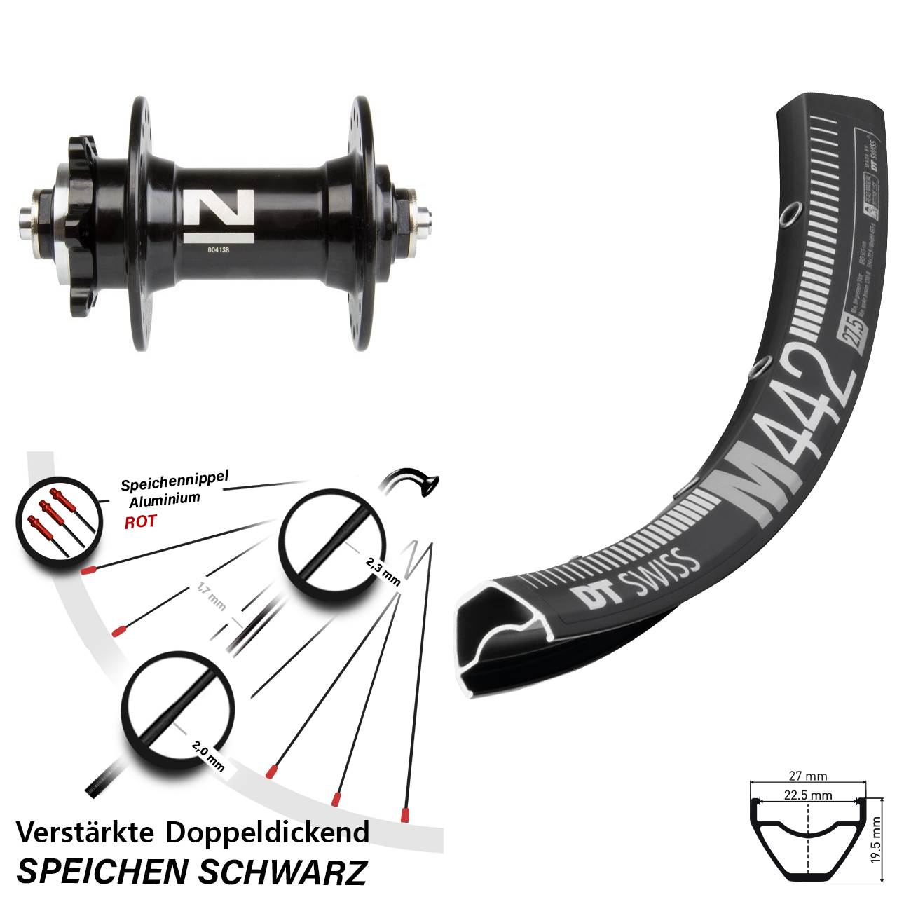 DT Swiss M442 Novatec D041 28-29 Zoll Disc Laufrad für Schnellspanner