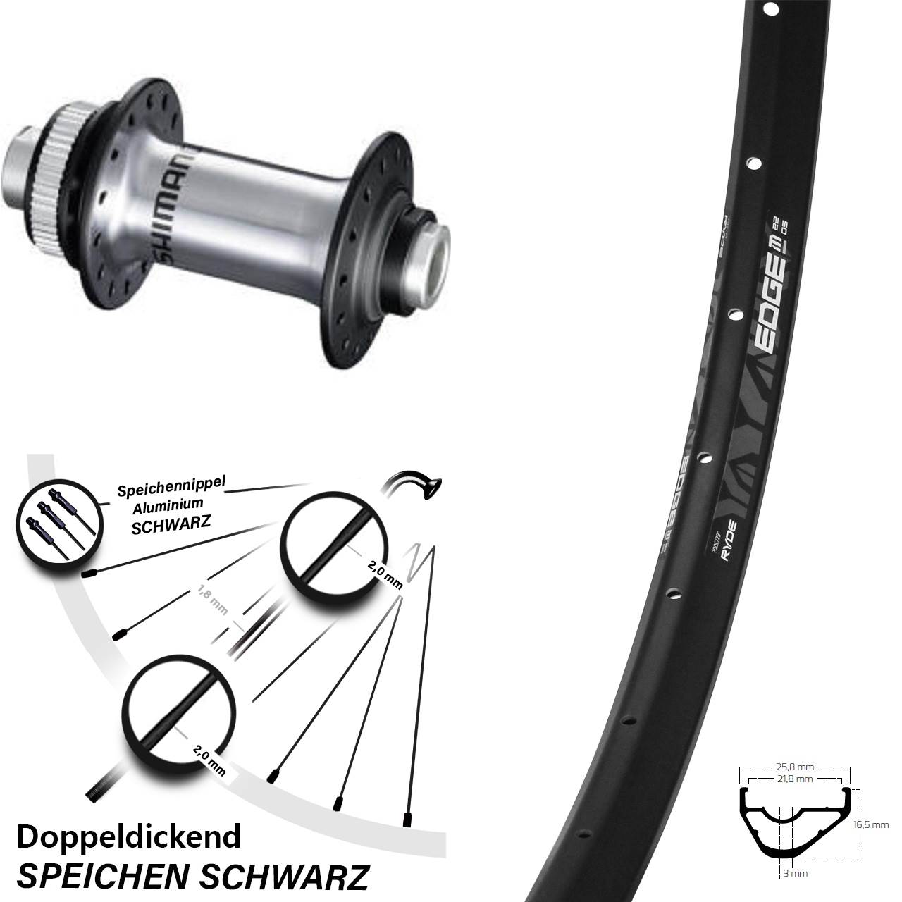 Vorderrad Centerlock 12x100 28-29 Zoll Ryde Edge M22 OS Shimano RS770