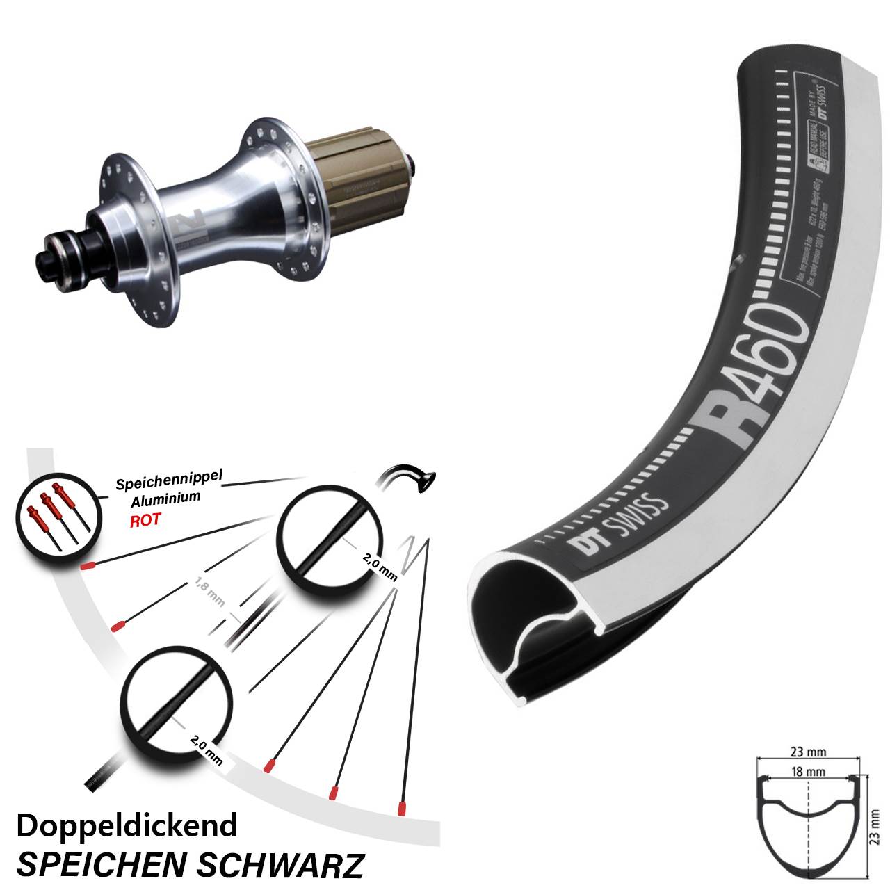DT Swiss R 460 Hinterrad 28 Zoll Novatec F162 Nabe 11-fach