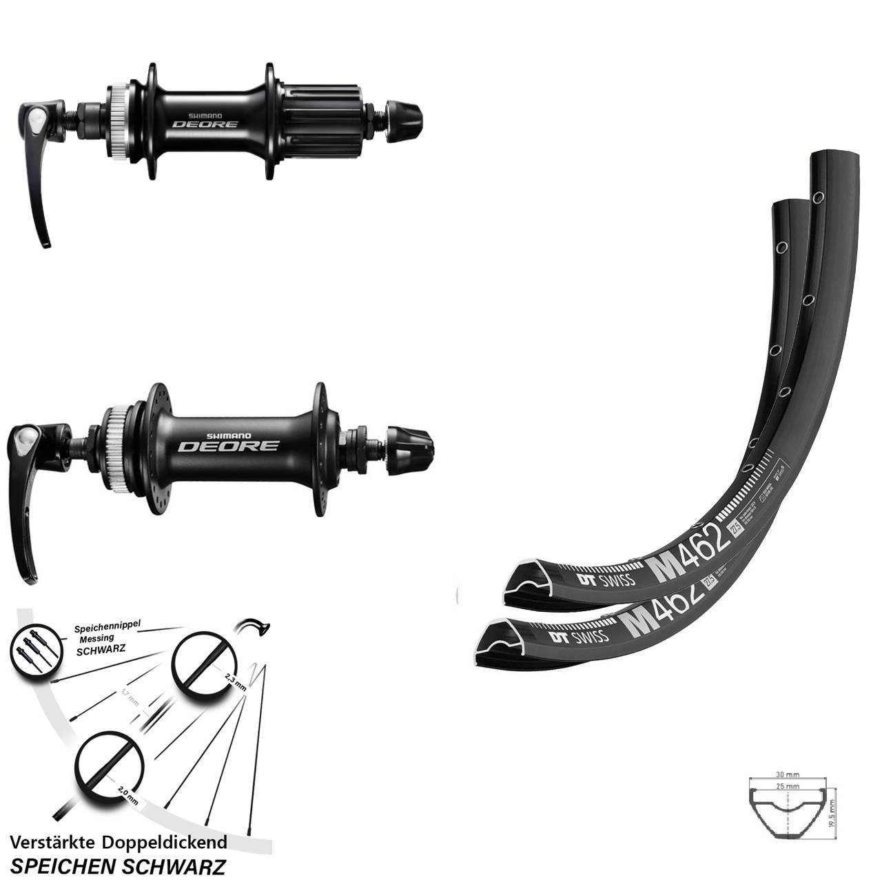 Laufradsatz Centerlock QR 27,5 Zoll DT Swiss M 462 Shimano FH-M6000 HB-M6000 8-11 fach
