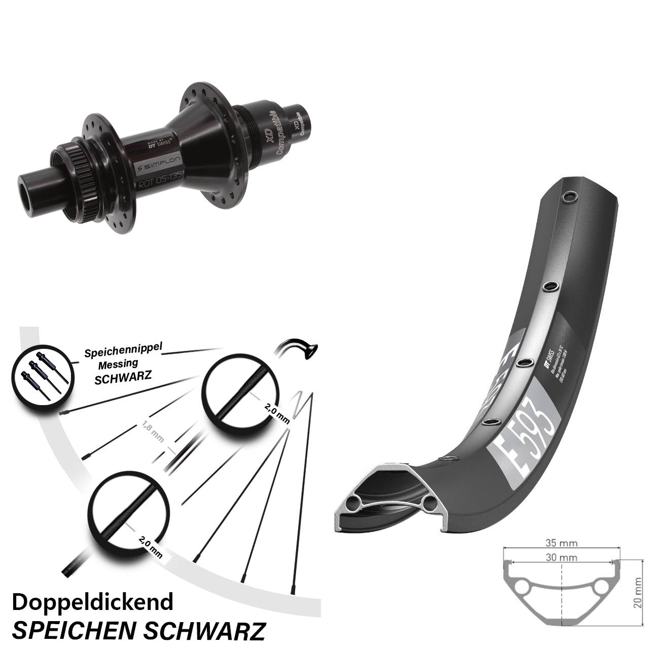 Centerlock Hinterrad 27,5 Zoll DT Swiss E593-370 XD 12x142