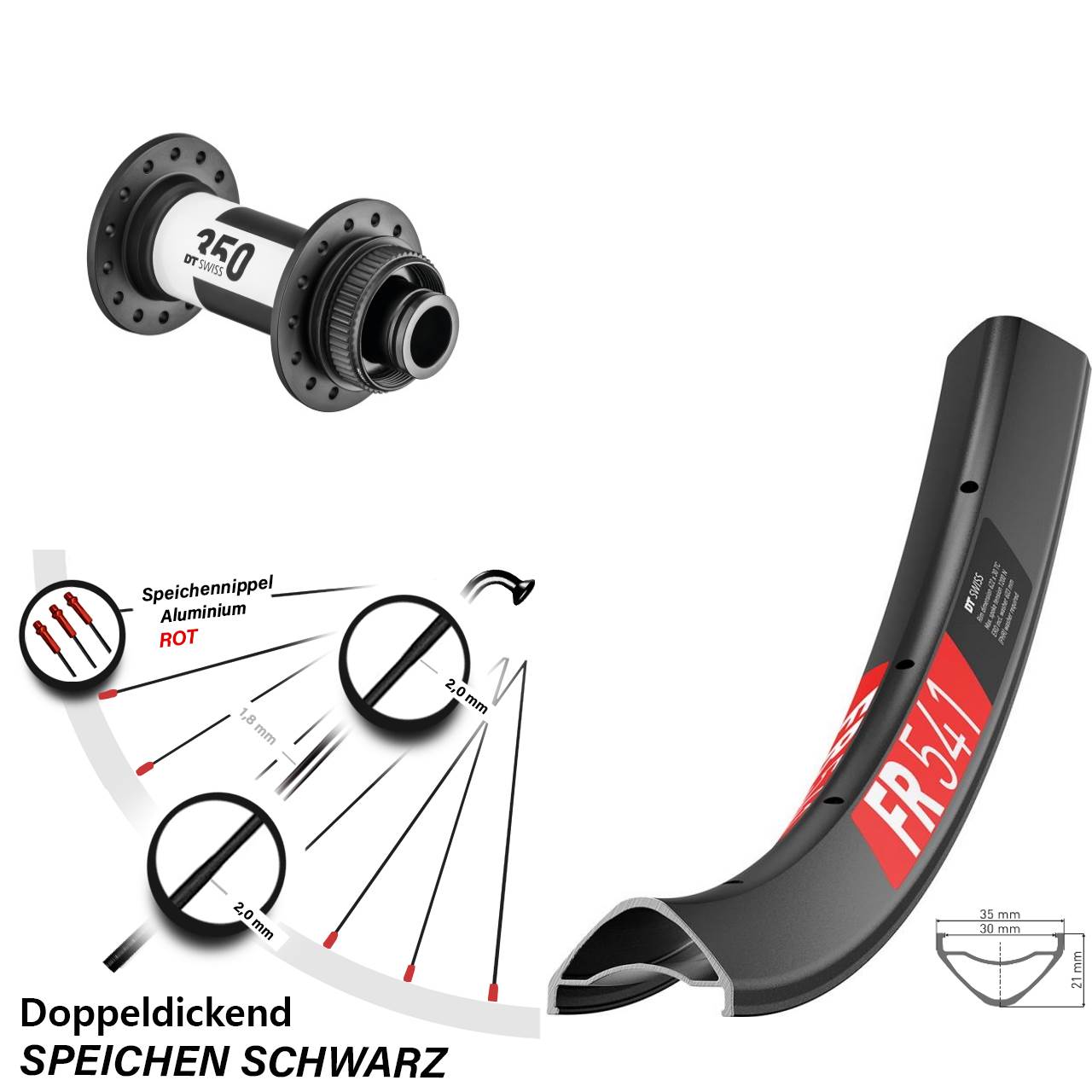 Vorderrad Centerlock 15x100 27,5 Zoll DT Swiss FR 541-350