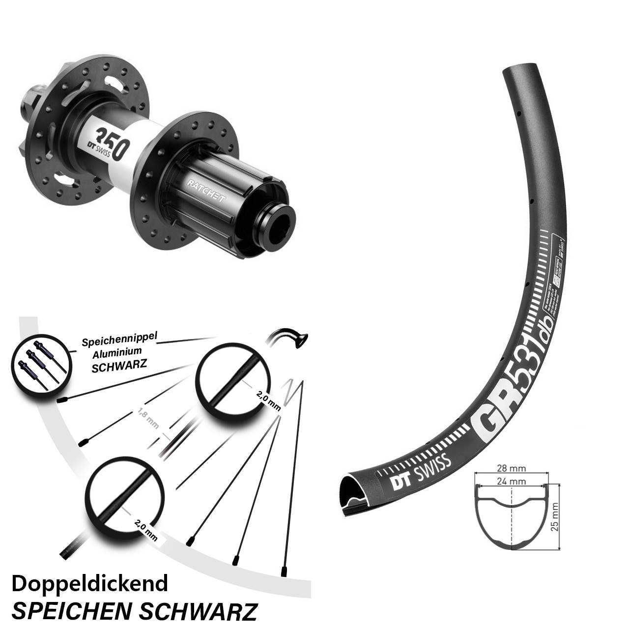 650B DT Swiss GR 531 DT Swiss 350 Boost Disc Laufrad 12x148 Boost 8-11 fach HG