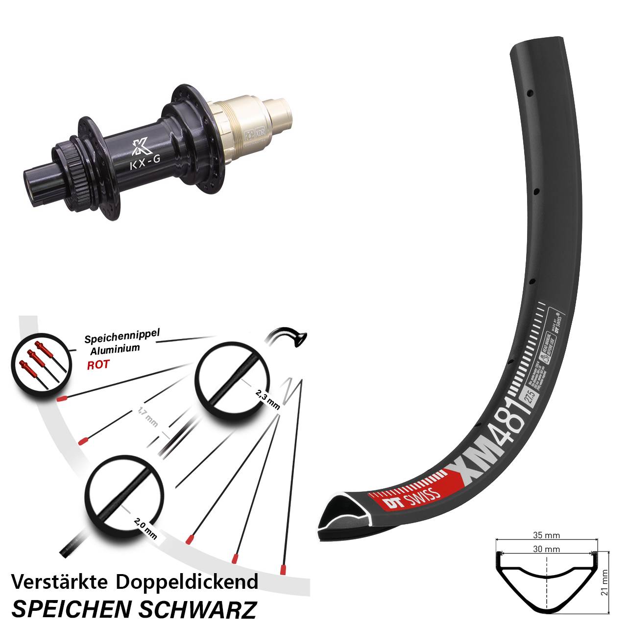 DT Swiss XM 481 KX-G 29 Zoll Disc Hinterrad 12x142 SRAM XDR