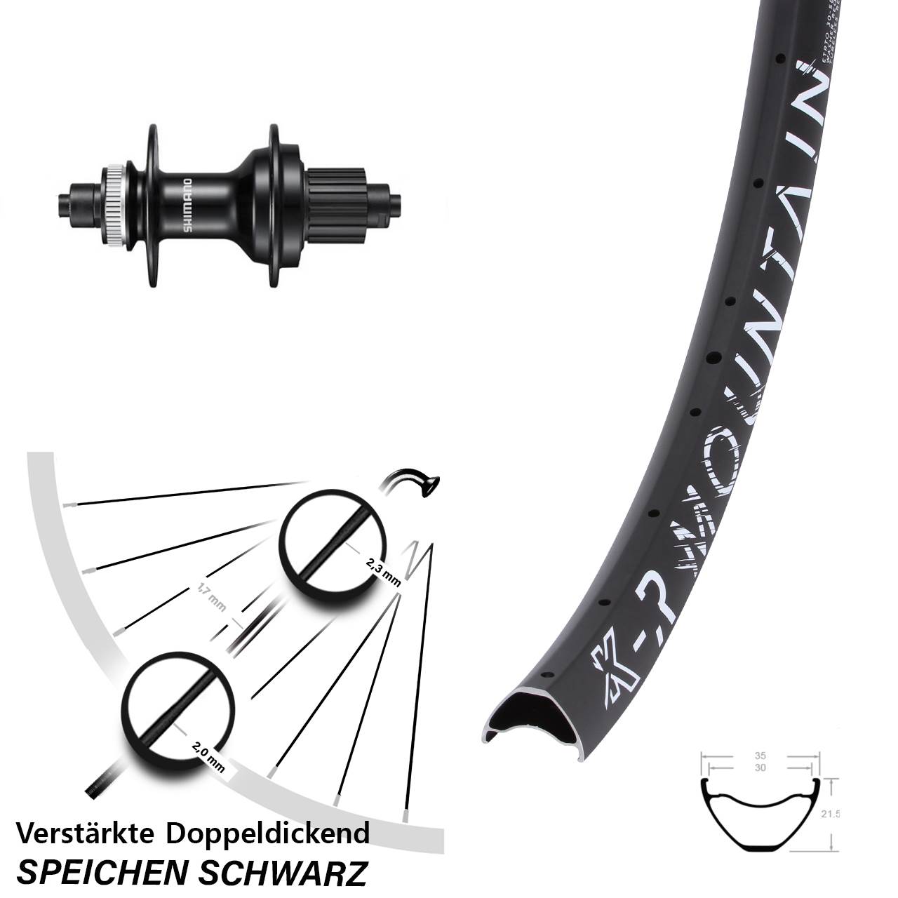 Hinterrad Centerlock für Schnellspanner 27,5 Zoll KX-R Mountain Shimano MT500 Micro Spline