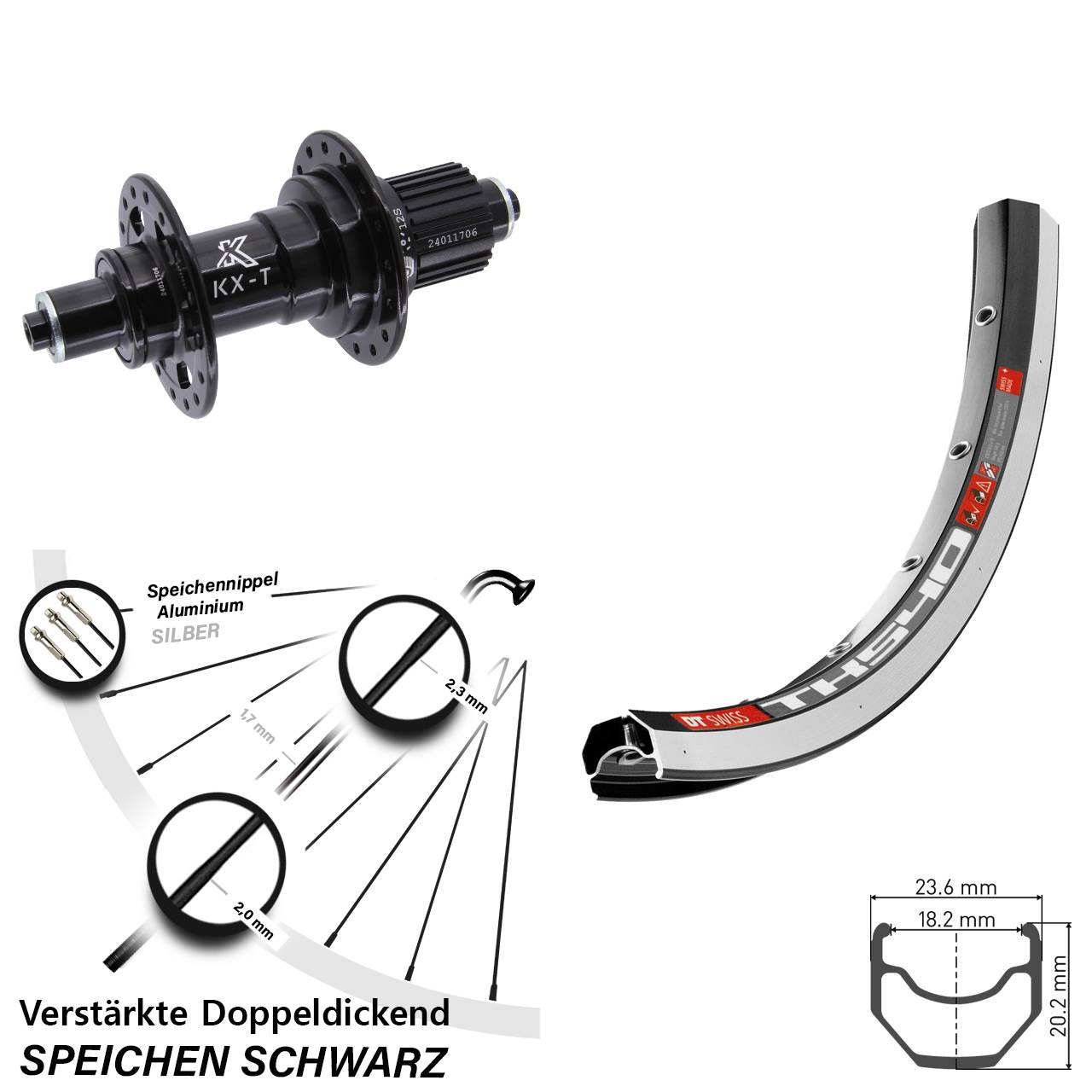 Hinterrad 28 Zoll DT Swiss TK 540 KX-T Micro Spline QR