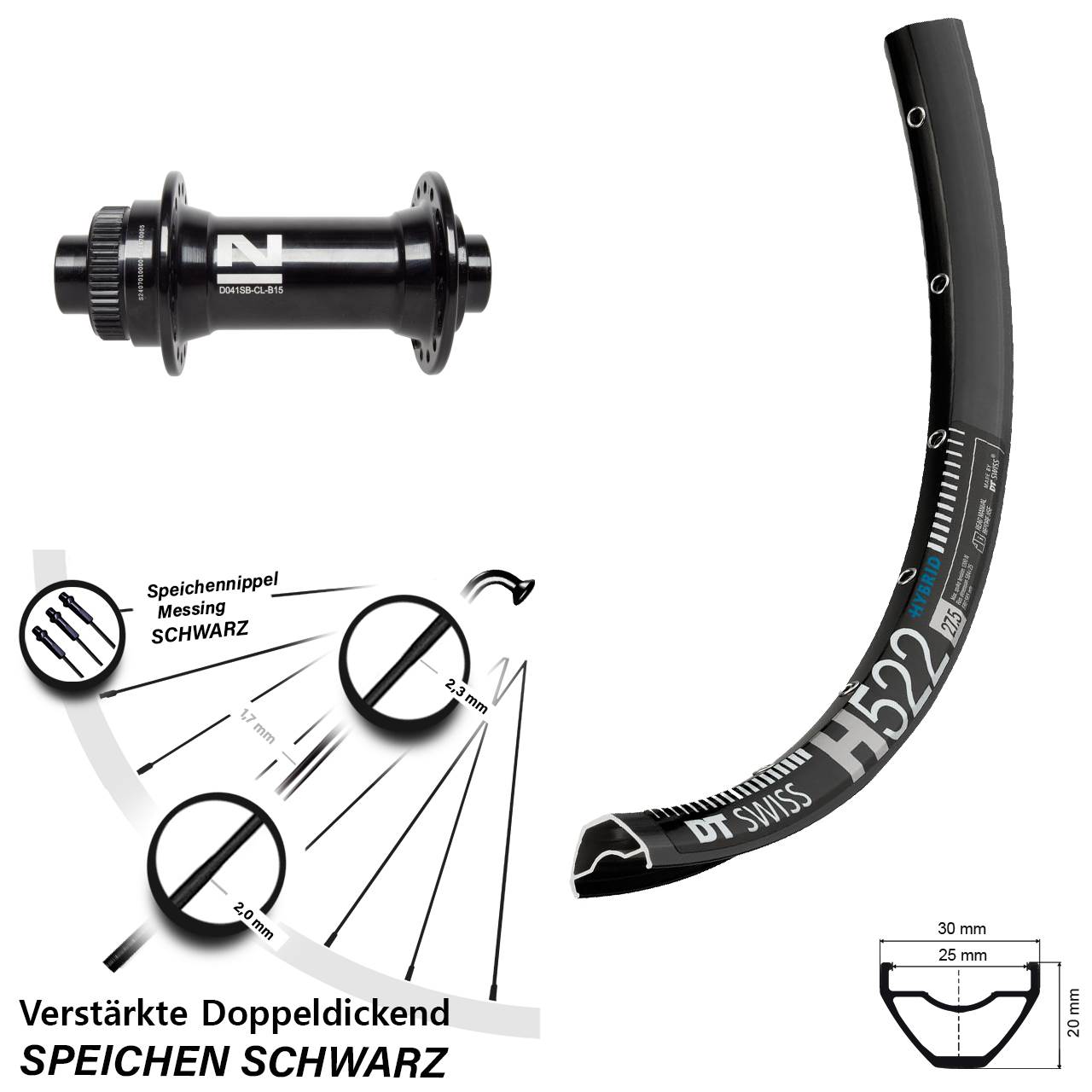 Disc Vorderrad 29 Zoll DT Swiss H522 Novatec D041 15x110 Boost