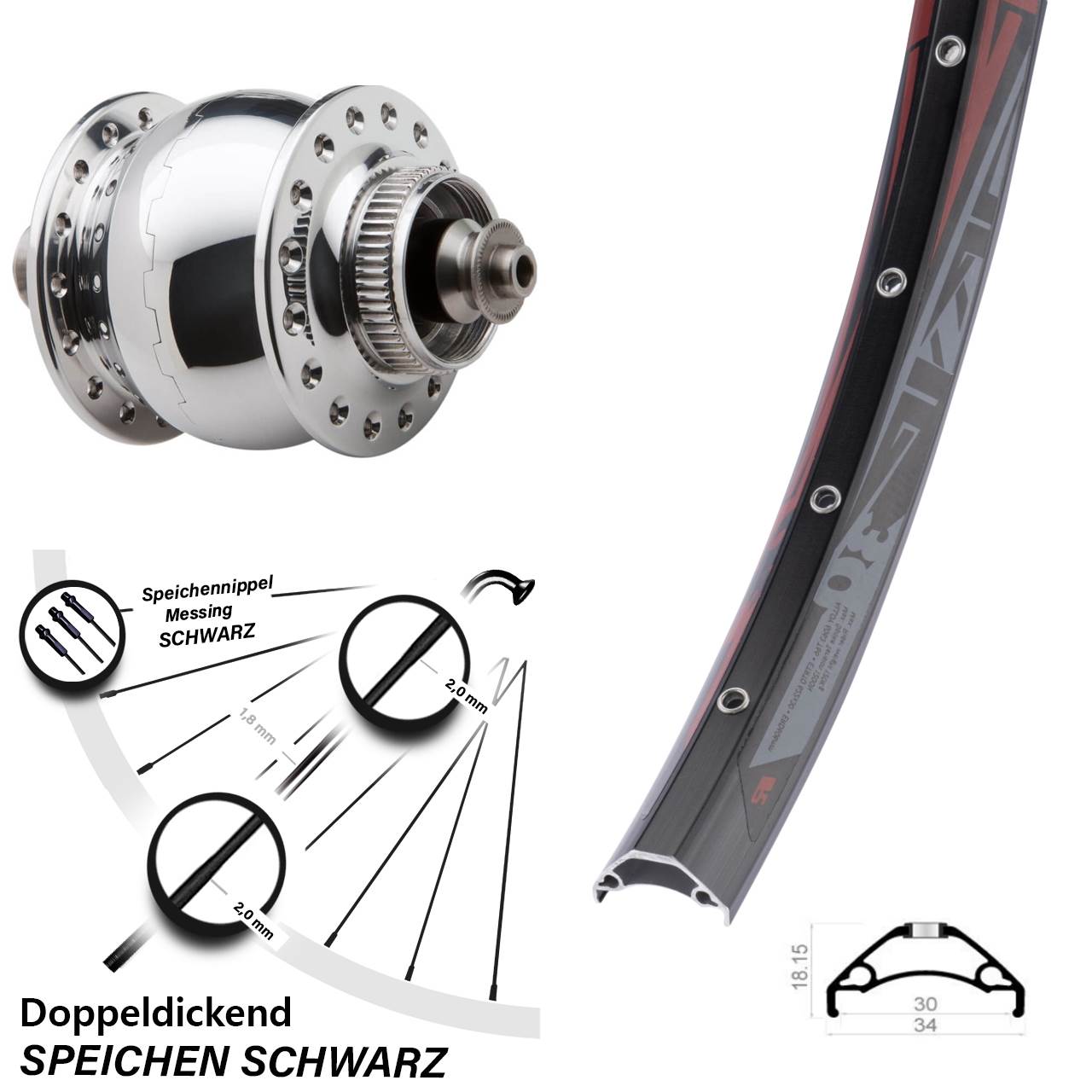 29 Zoll Rodi TRYP 30 SON delux Disc Nabendynamovorderrad QR