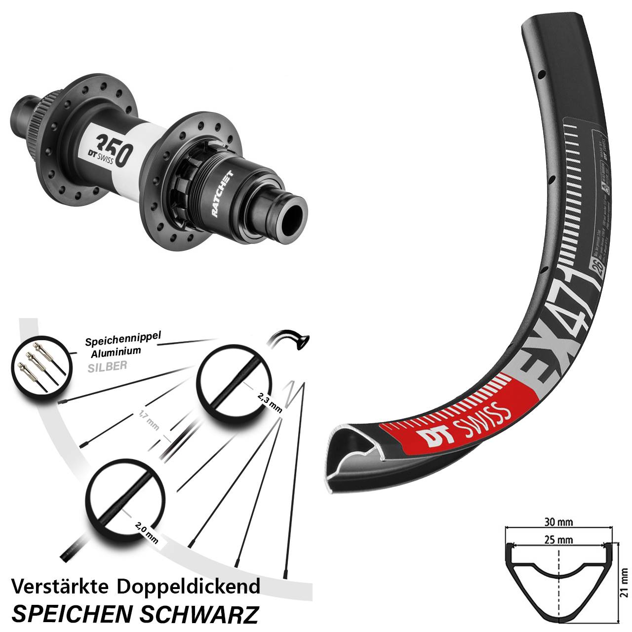 Disc Laufrad 27,5 Zoll DT Swiss EX471-350 SRAM XDR 12x142