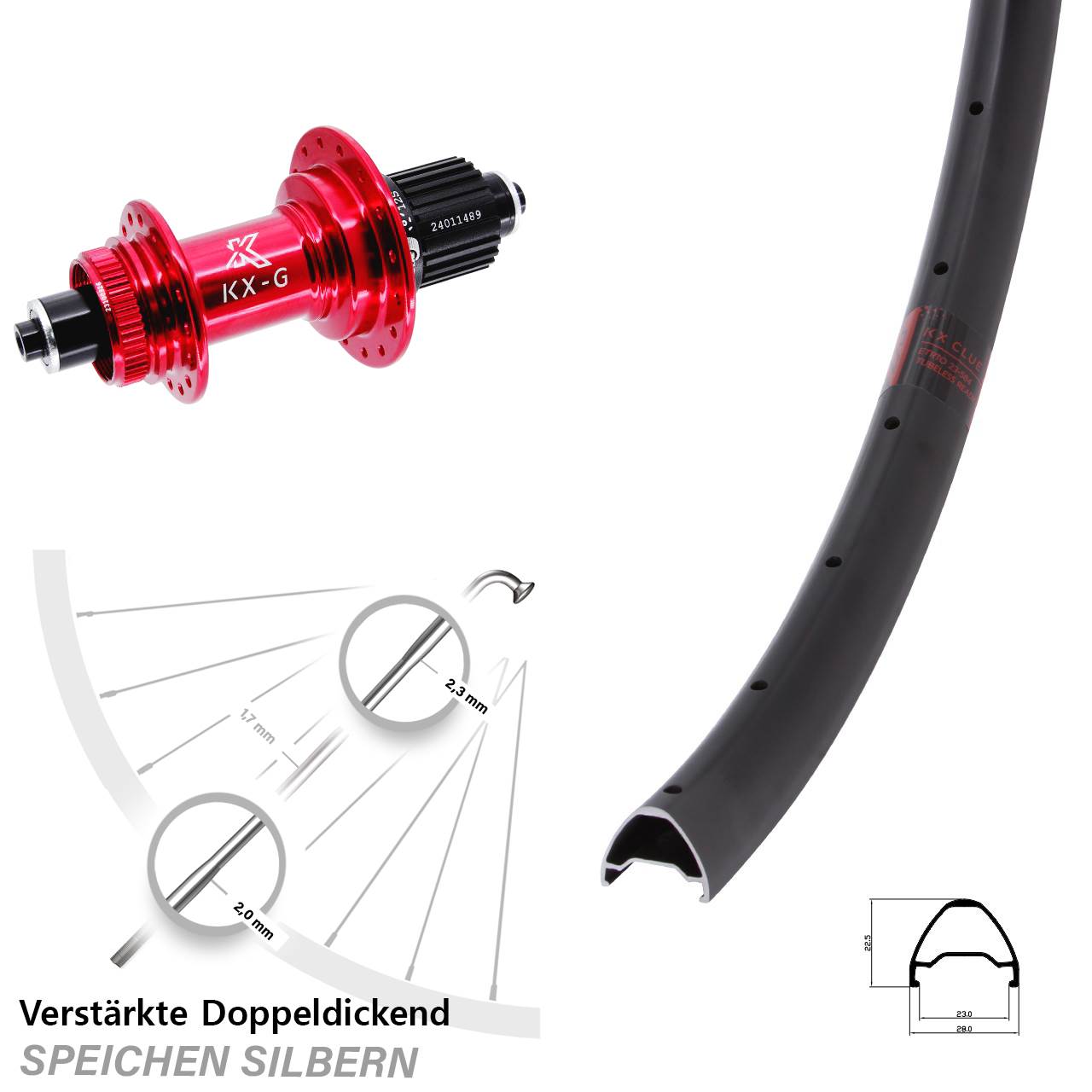 Disc Hinterrad für Schnellspanner 28 Zoll KX-G Clue rot Shimano Micro Spline