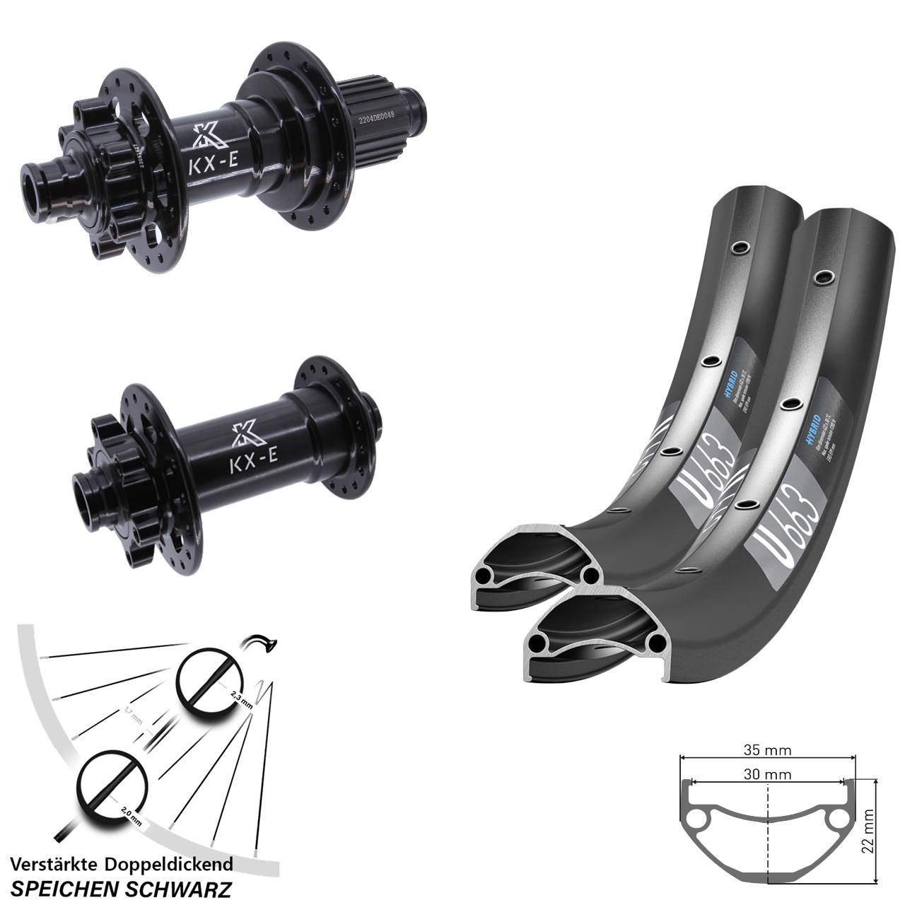 Disc Laufrad-Satz 15x110 12x148 20/29 Zoll DT Swiss U 663 KX-E Micro Spline