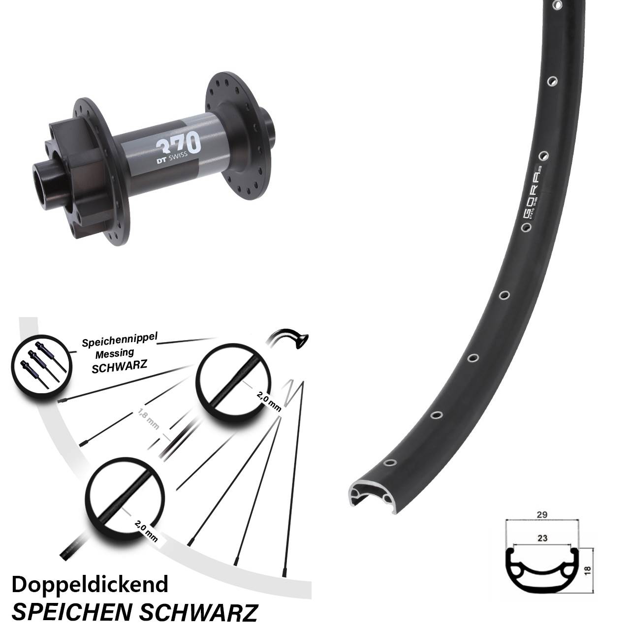 Disc Laufrad 29 Zoll Gora 23 DT Swiss 370 15x110 Boost