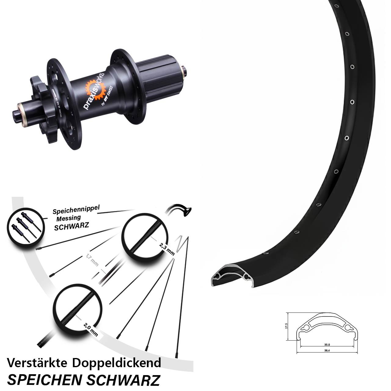 Hinterrad 6-Loch QR 29 Zoll Ryde Disc 35 DT Swiss 350 11-fach 8-11 fach HG