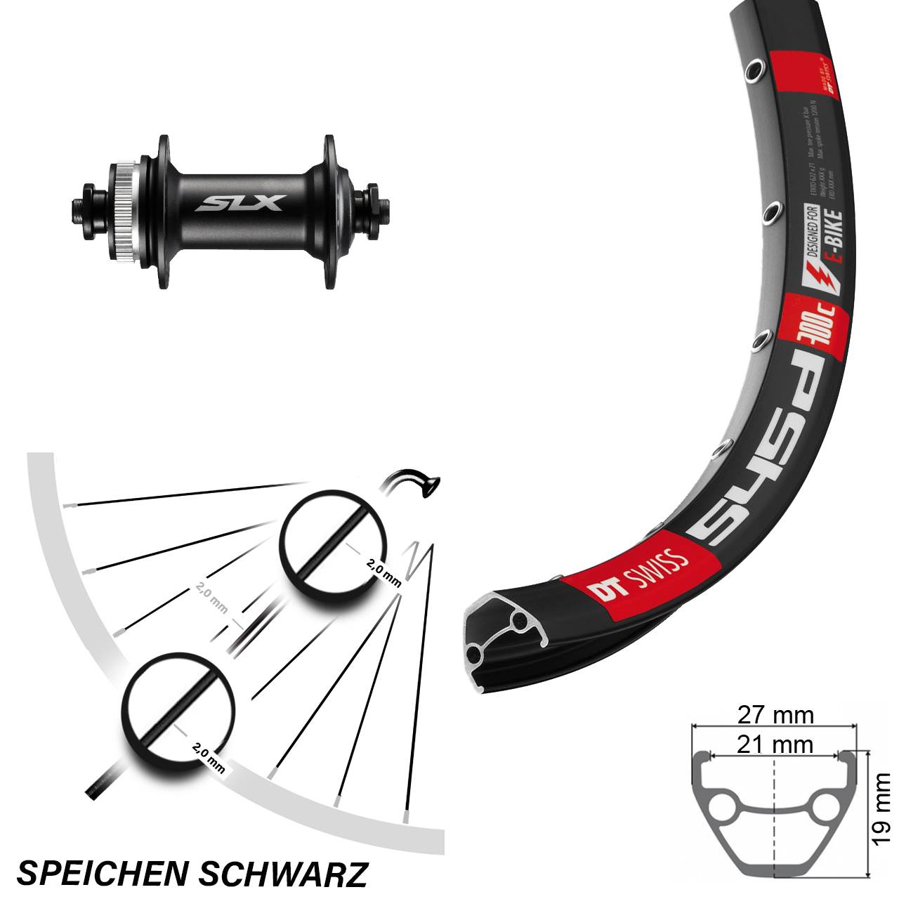 DT Swiss 545 Scheibenbrems-Vorderrad 26 Zoll mit Shimano SLX