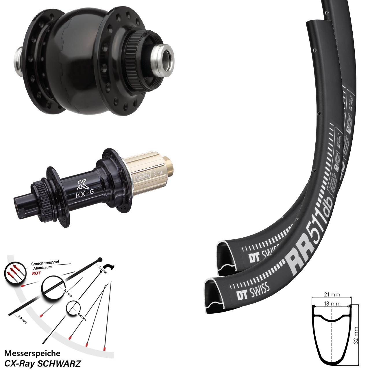 DT Swiss RR511 KX-G SON 28 Zoll Disc Laufradsatz 12x100/142 8-12 fach HG CX-Ray