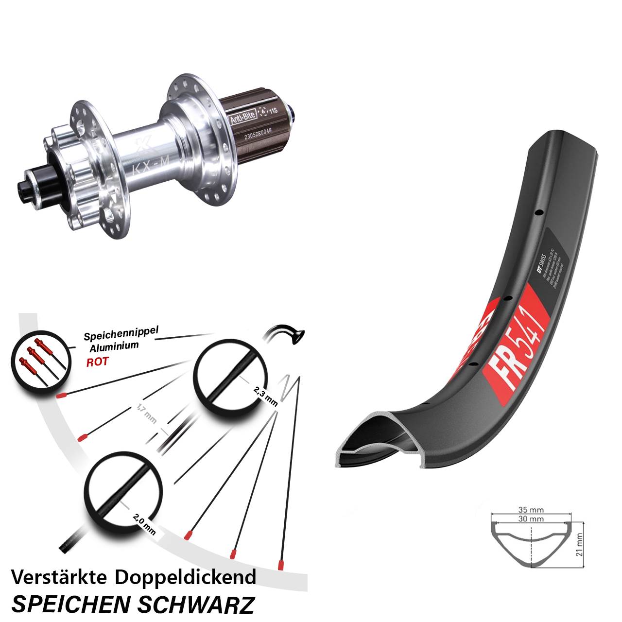 6-Loch Hinterrad QR 27,5 Zoll DT Swiss FR 541 KX-M 8-12 fach