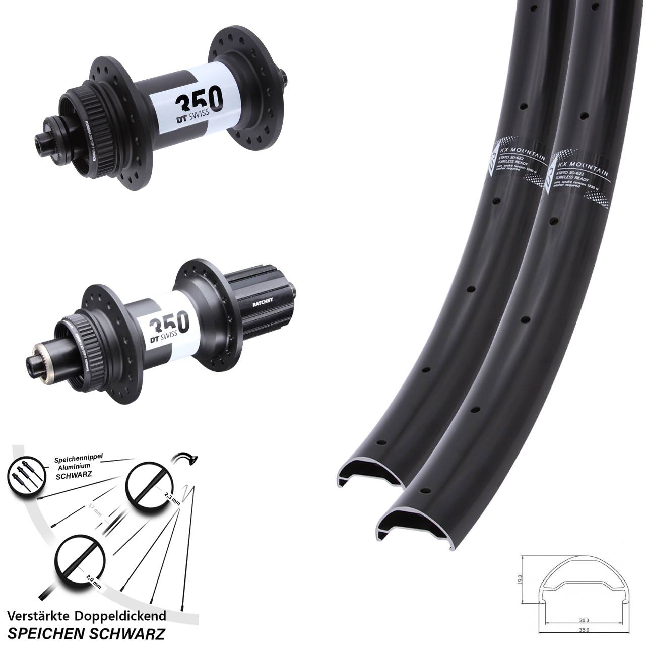 Disc Laufrad-Satz QR 29 Zoll KX Mountain TR DT Swiss 350 8-11 fach HG