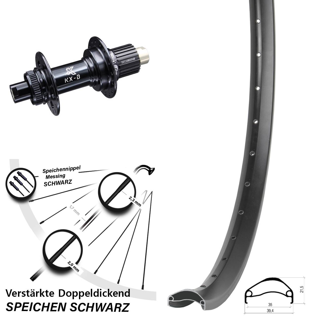 Hinterrad Centerlock 29 Zoll Ambrosio E35 KX-B Shimano Micro Spline 12x148