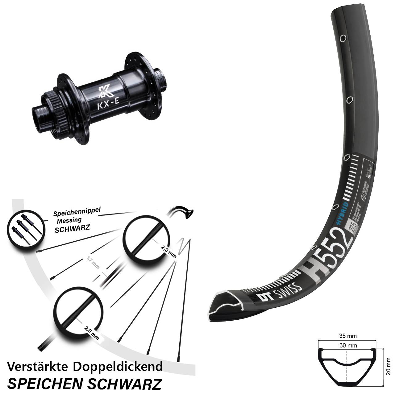 Vorderrad Centerlock 15x100 29 Zoll DT Swiss H 552 KX-E