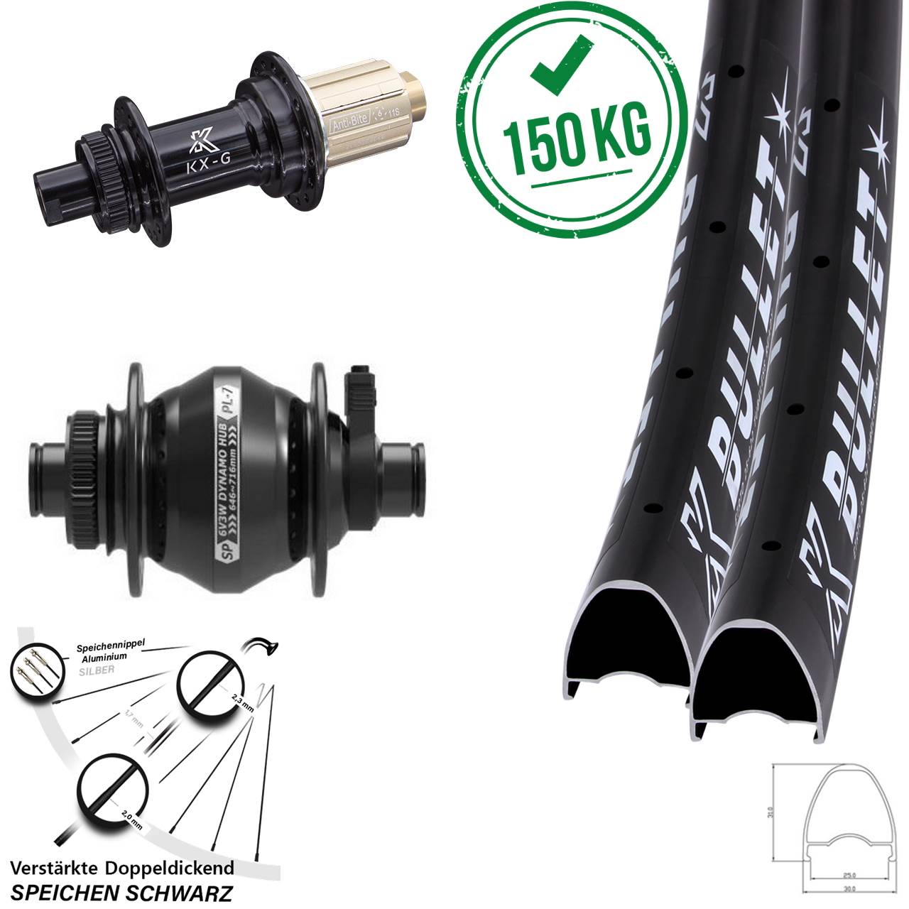 Laufradsatz 28-29 Zoll KX-G Bullet SP PL-7 8-12 fach HG 12x100/142