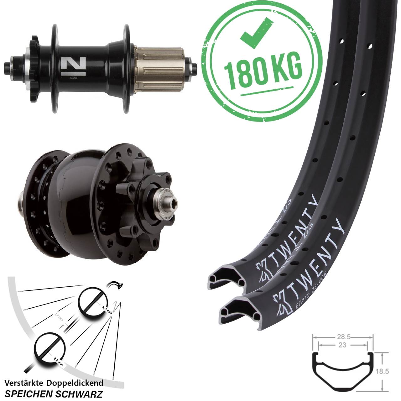 Disc Laufrad-Satz 20 Zoll KX Twenty Novatec D042 SON 28 8-11 fach QR