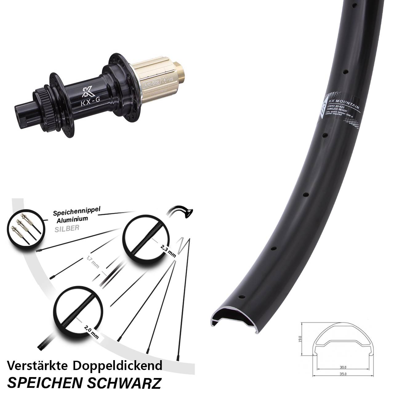 Disc Hinterrad 12x142 29 Zoll KX Mountain TR 8-12 fach HG