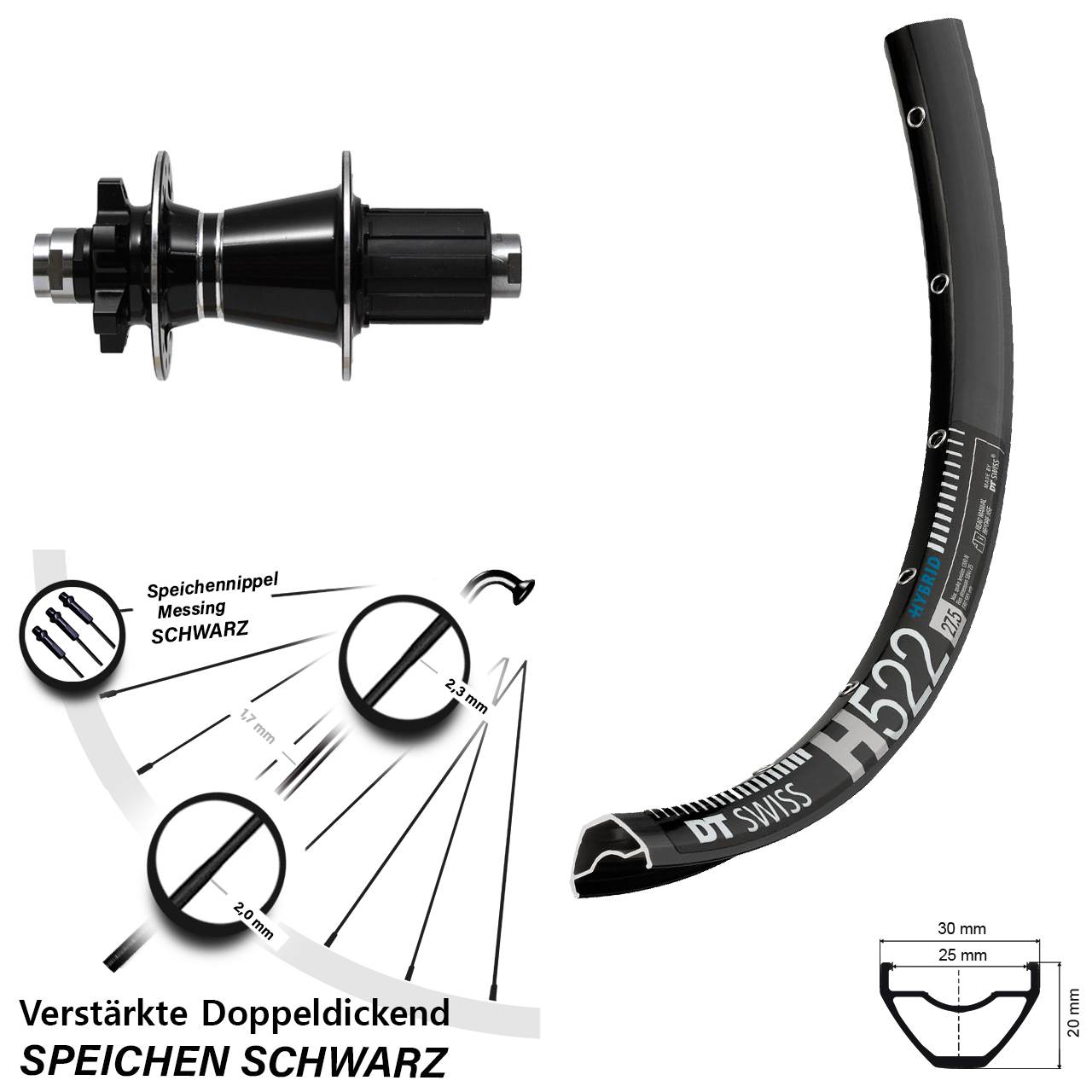 DT Swiss H522 Formula GDC-1528 27,5 Zoll Disc Hinterrad 12x142 8-11 fach HG