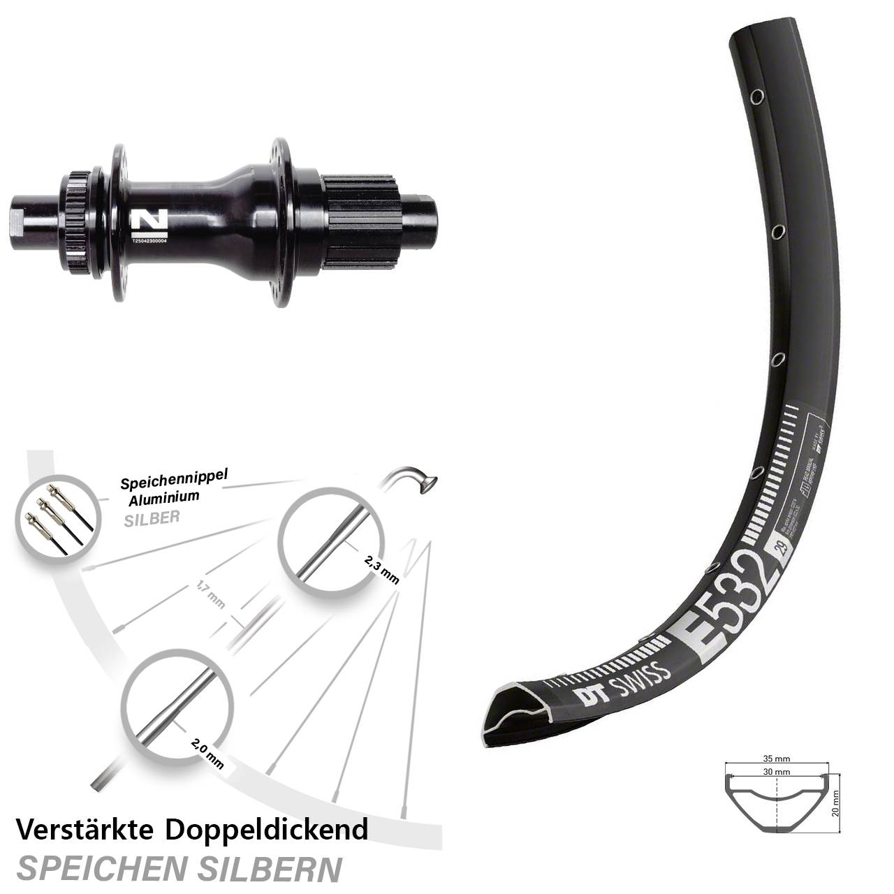 DT Swiss E532 Novatec D792 29 Zoll Disc Hinterrad 12x142 Micro Spline