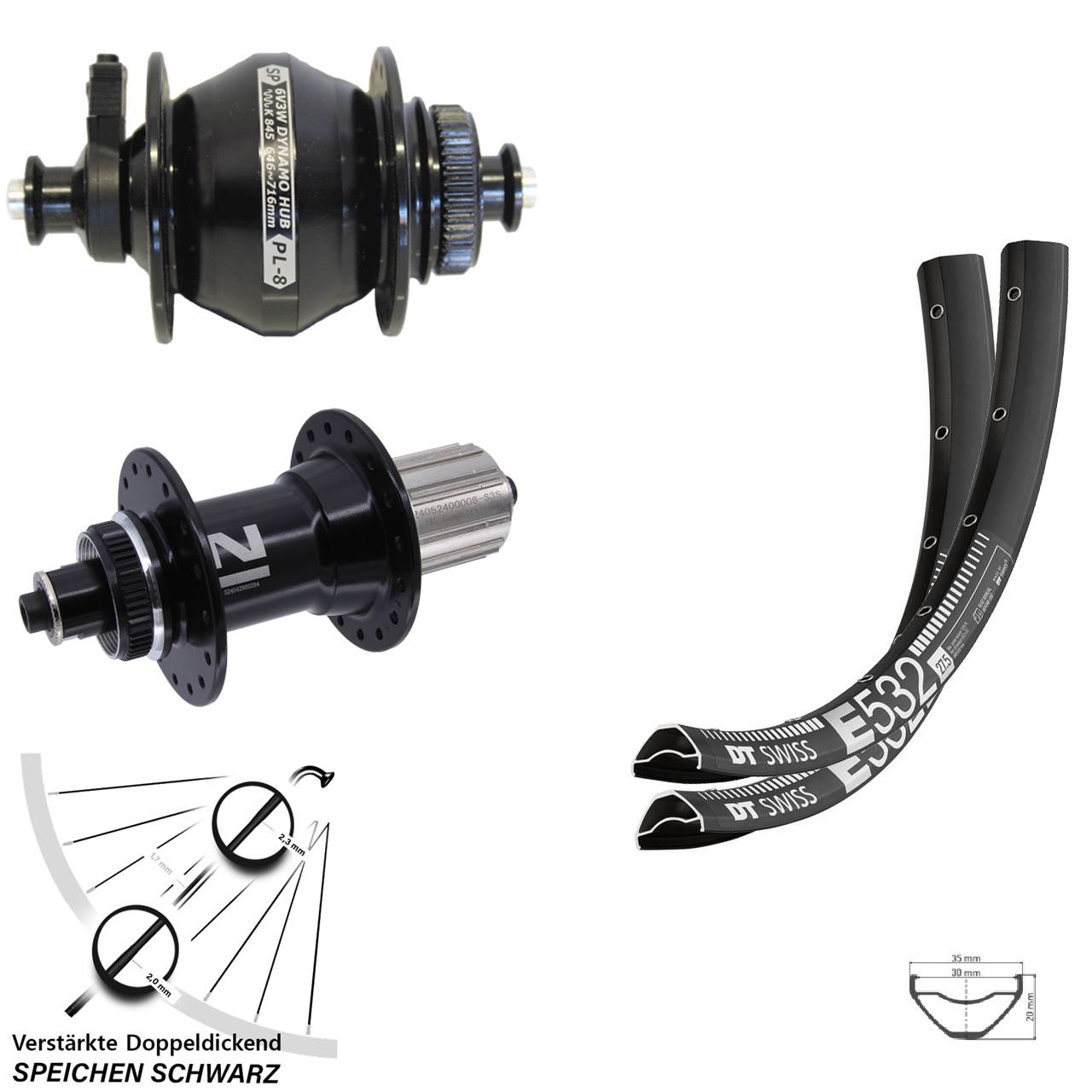 DT Swiss E532 Novatec D042 SP PL-8 29 Zoll Laufradsatz Centerlock QR 8-12 fach HG