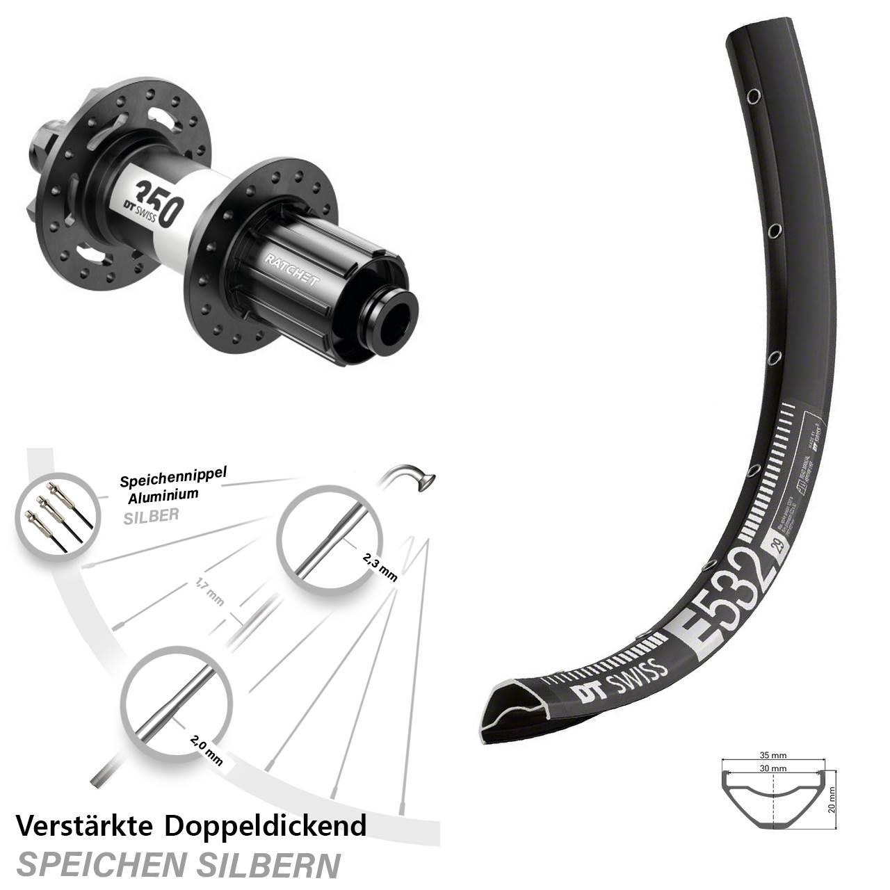 Disc Hinterrad 29 Zoll DT Swiss E532-350 8-11 fach HG 12x148 Boost