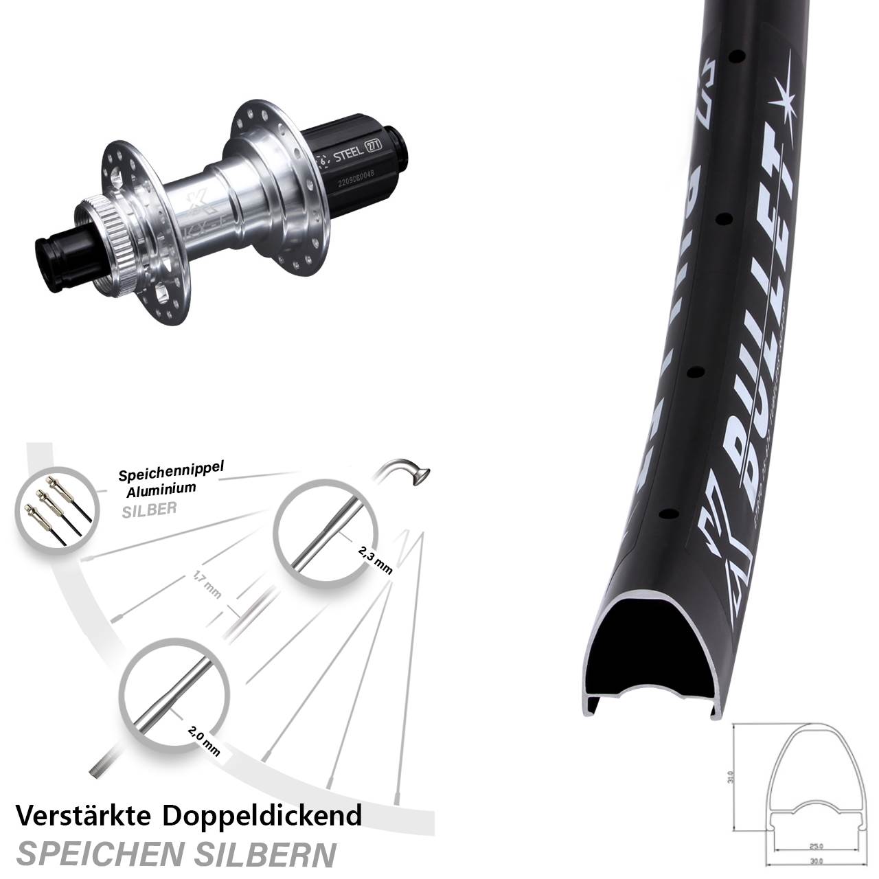 Hinterrad Centerlock 28-29 Zoll KX-E Bullet 8-12 fach HG 12x142