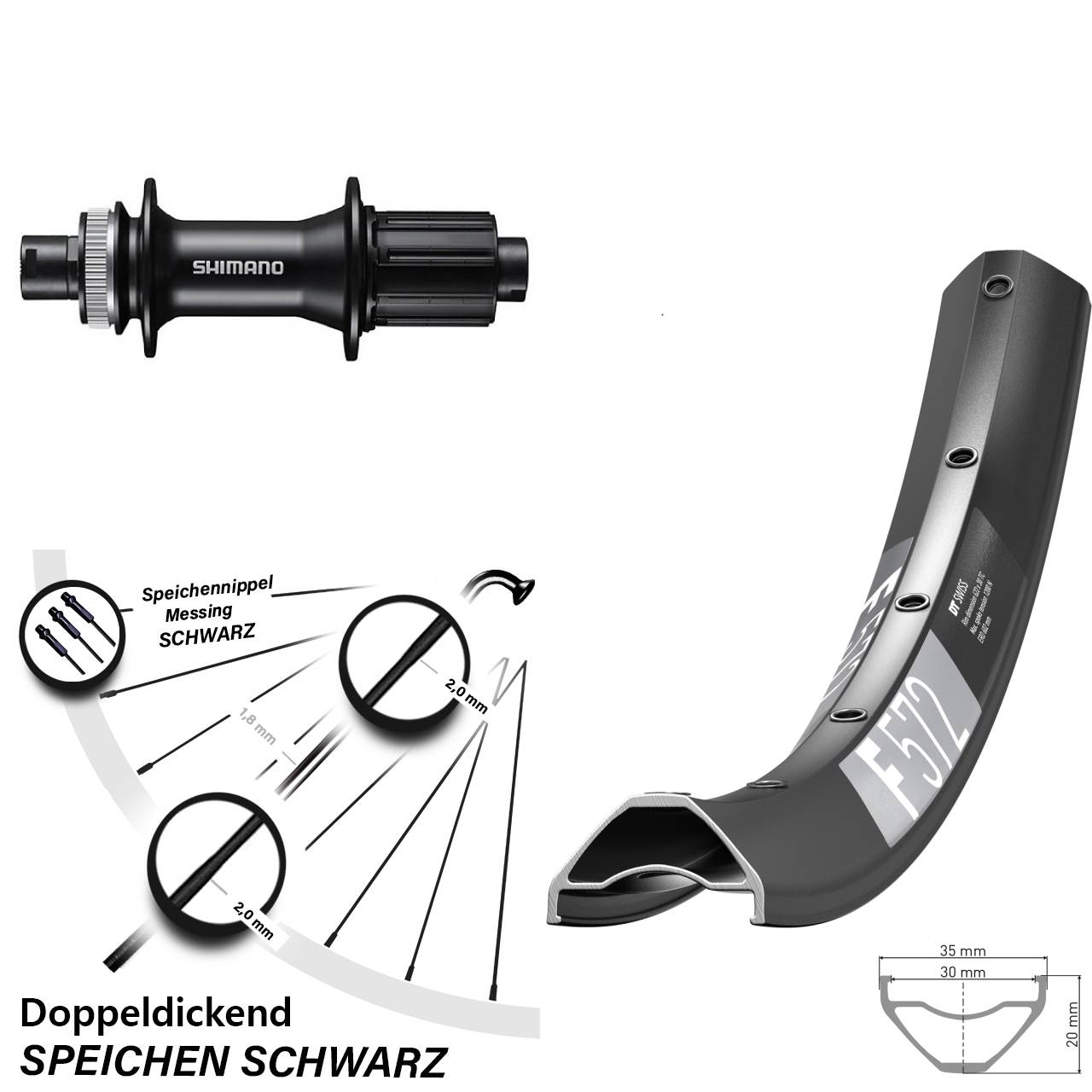 Disc Laufrad 27,5 Zoll DT Swiss F572 Shimano FH-MT400 8-11 fach 12x142