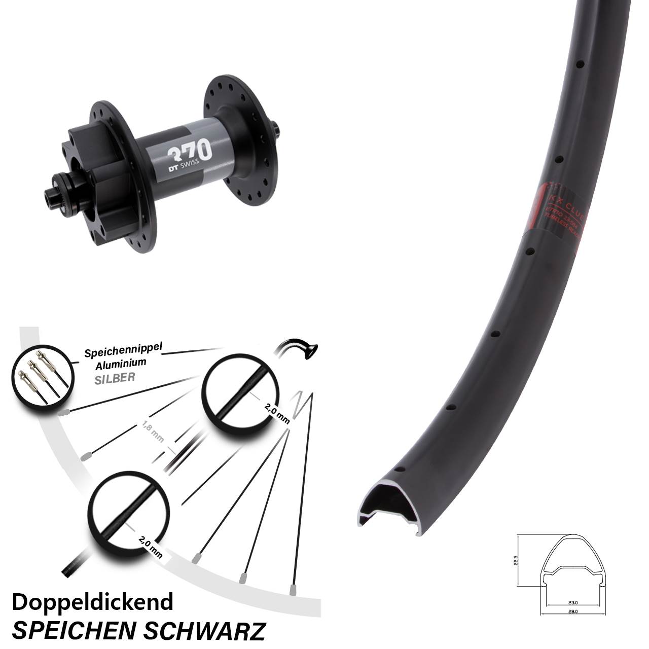Disc Laufrad 27,5 Zoll KX Clue DT Swiss 370 für Schnellspanner