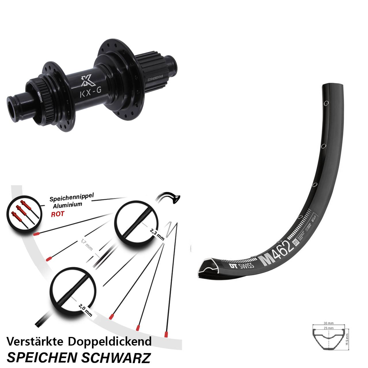 Disc Hinterrad 650B DT Swiss M 462 KX-GS verstärkt Micro Spline 12x142